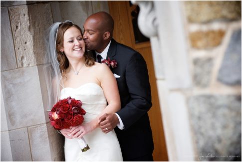 boston college wedding photos red bouquet