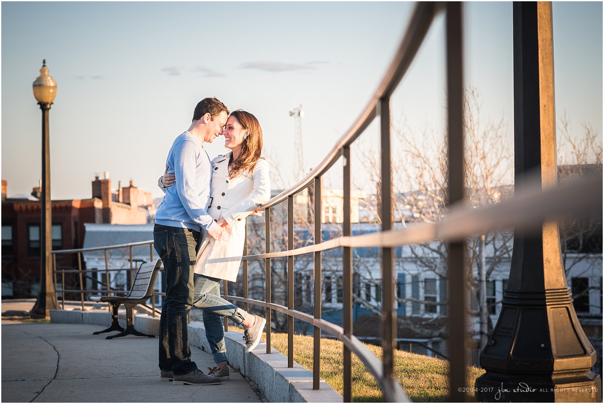 south end boston engagement photo sunset